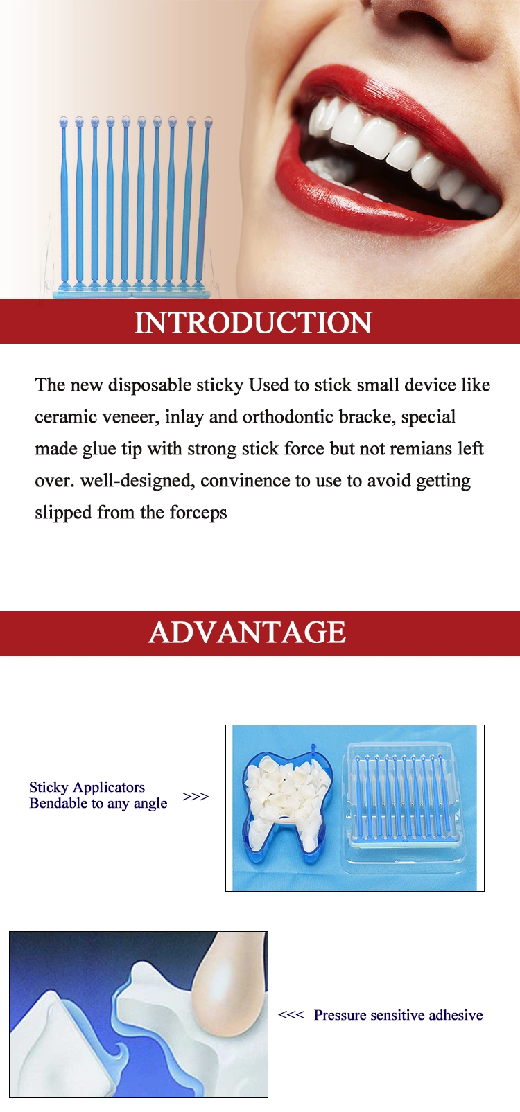 Bonding Applicator Disposable Refill Bonding Sticky Tipped Applicator for Dental Clinic
