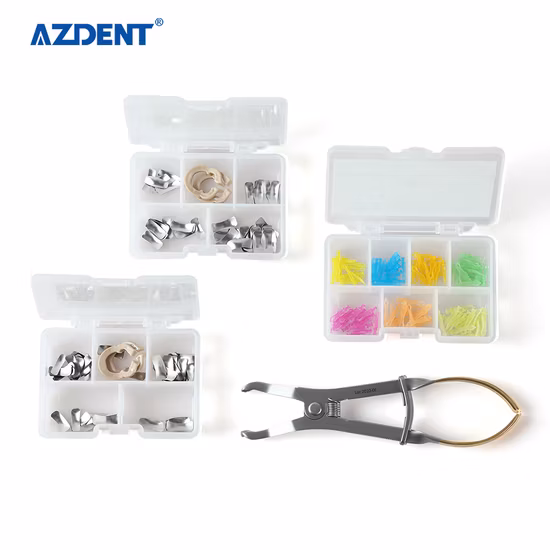 Azdent Dental Sectional Contoured Stainless Steel Matrix Bands 100PCS + 2 Ring Kit